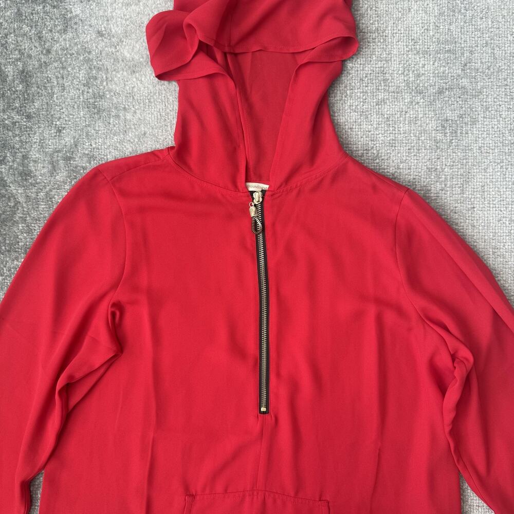 Soft Surroundings Shirt Womens Small Red Kangaroo Pocket Hooded Lightweight Top - Picture 2 of 8